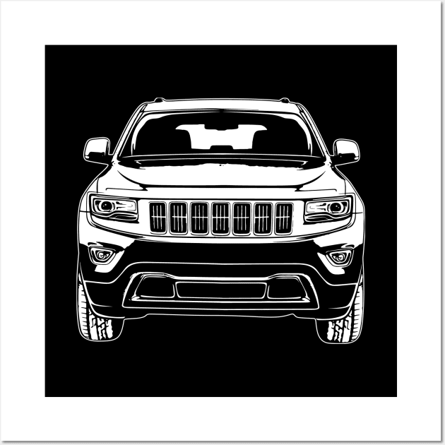 White Grand Cherokee Sketch Art Wall Art by DemangDesign